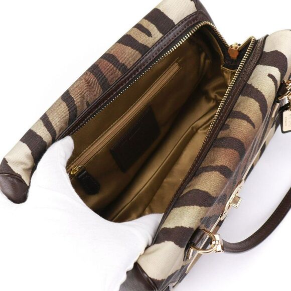 NWT Coach Zebra Animal Print Two Way Satchel in Brown ELEGANT!! - Picture 9 of 13